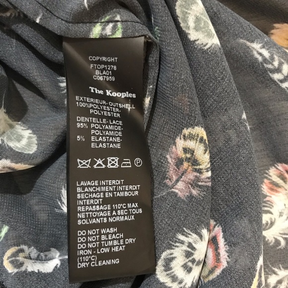 THE KOOPLES Feather Print Lace Trim Open Top - Picture 6 of 8